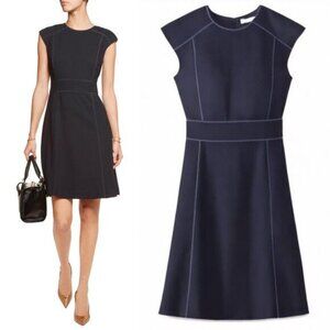TORY BURCH Wayde Wool Crepe Dress Size 8 Midnight Blue